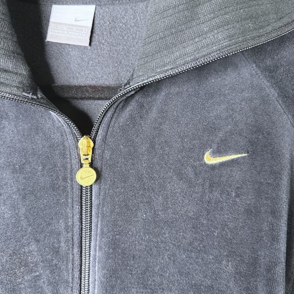 Vintage Y2K Nike Velour Zip Jacket Sz L – Gold Swoosh, Rainbow Tag, Juicy Vibe - Picture 7 of 12
